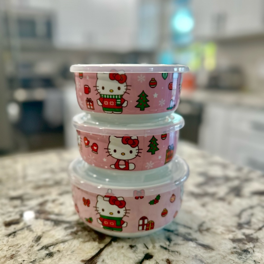 Hello Kitty Pink Christmas Tupperware Containers